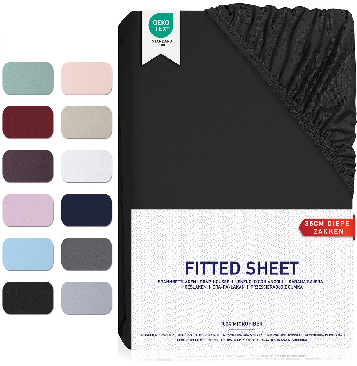 BARBONS hoeslaken 160x200 - 35 cm Matrashoogte - Rondom Elastiek - Geborsteld Microvezel