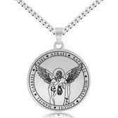 Beschermengel Azraël Ketting Zilverkleurig - Aartsengel Talisman / Medalion - Engelen Hanger - 60cm