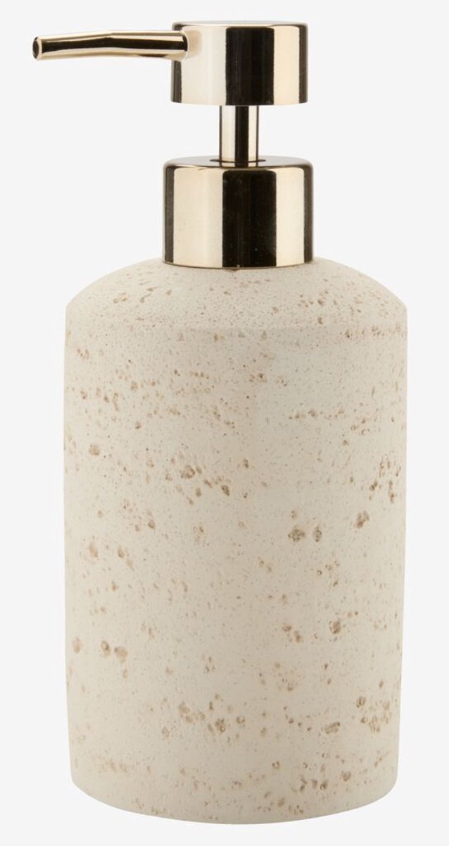 Supershopper - Luxe Zeepdispenser – Beige Steenlook – Gouden Pomp – 400 ml – Moderne Navulbare Dispenser voor Badkamer & Keuken