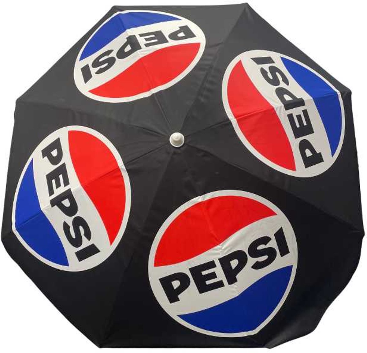 Pepsi Strandparasol 175cm met Stok - UPF50+ Zonwering - Kantelbaar - Zwart