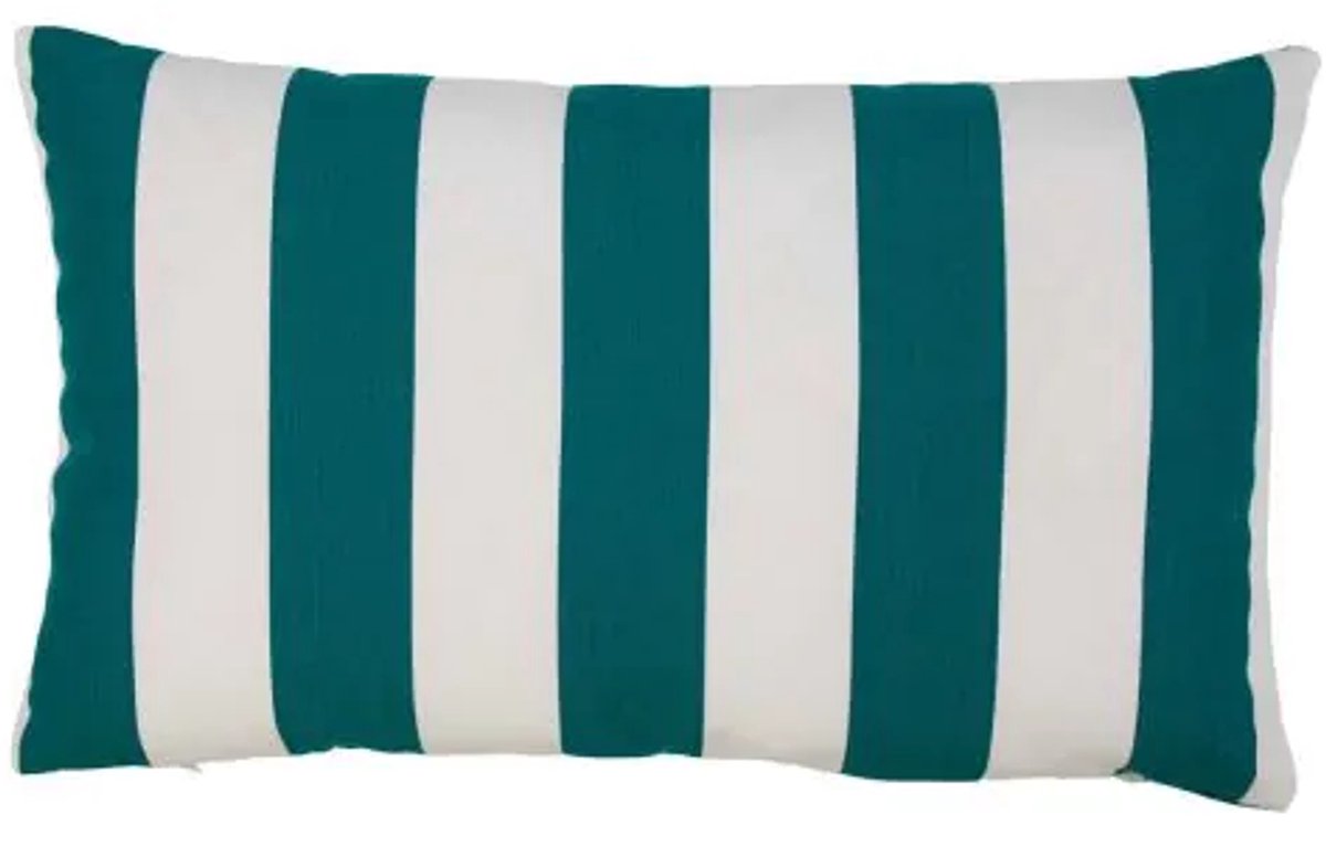 Lef grote streep buitenkussen petrol 30x50cm