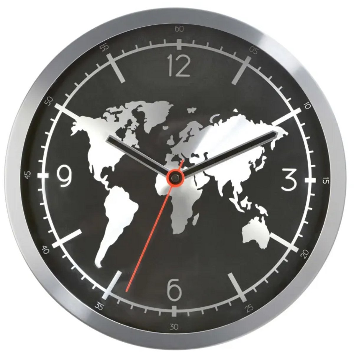 Sompex | Wandklok Earth | 8012 | Diameter 30.5 x 4cm | Zwart - Zilver