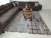 Flycarpets Palmori Modern Vloerkleed Grijs Multi - 200X290 CM - Geblokt Design