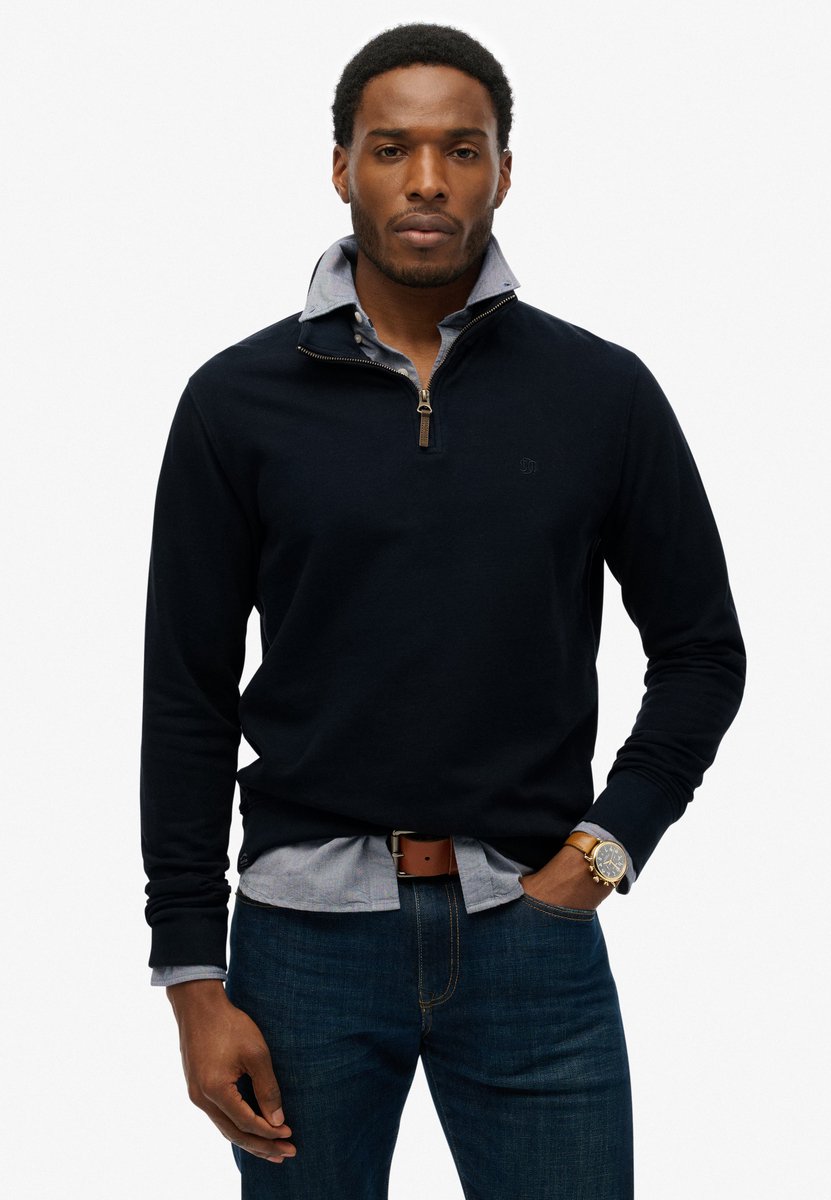 Superdry Klassieke Essential trui met halve rits Heren Truien Marineblauw
