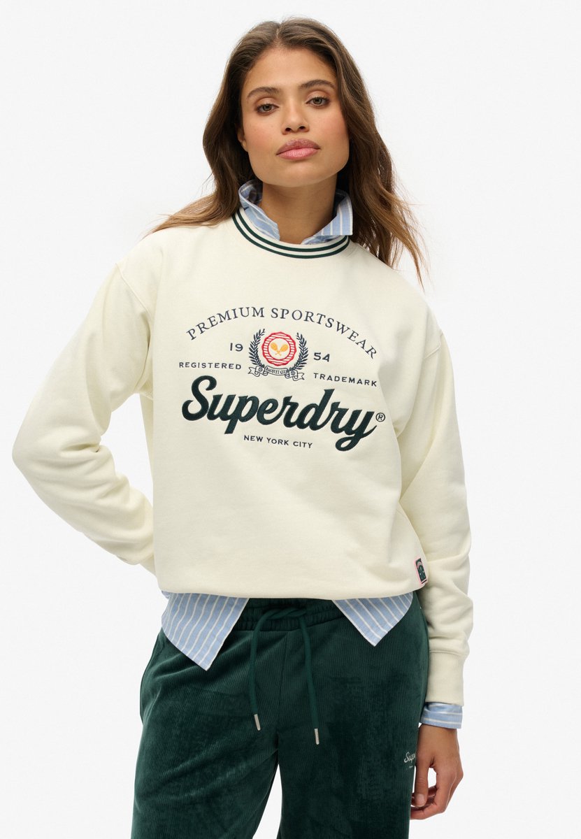 Superdry Country Club ruimvallend sweatshirt met ronde hals Dames Truien Creme
