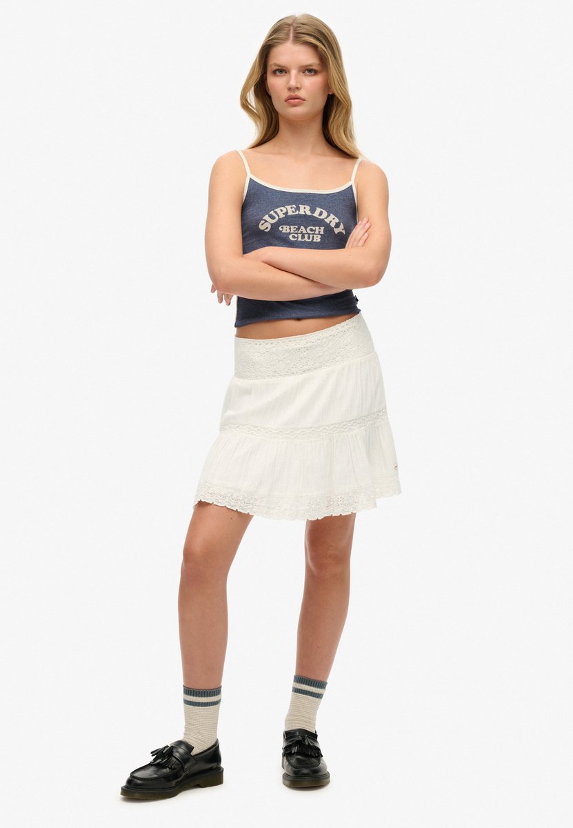 Superdry Ibiza minirok met kant Dames Rokken Creme