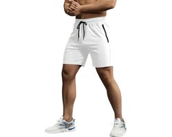 Nivard Tennisbroek Heren - Tennisshort - Tenniskleding - Padelbroek - Padel - Gym - Short - Wit - Maat L