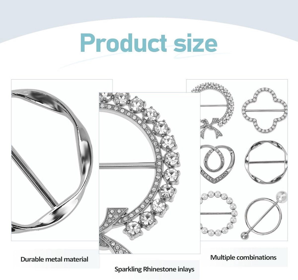 Yolev 9 STKS Metalen T-Shirt Clips Strass Sjaal Clips Ring
