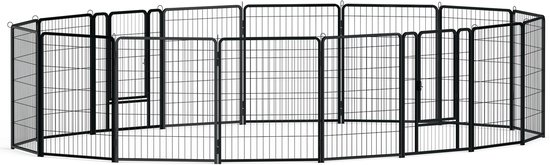 SUBTLETY 12-delige hondenren set met deuren & grondankers vrijloopgehege hondenhek puppyuitloop opvouwbare dierenren weerbestendig puppenhek draagbare puppyren voor tuin camping
