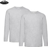 2 Pack Fruit of the Loom Value Weight Longsleeve T-shirt Heather Grey Maat XXXL (3XL)