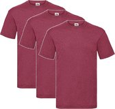 3 Pack - Fruit of The Loom - Shirts - Kids - Ronde Hals - Maat 140 - Vintage Heather Rood