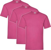 3 Pack - Fruit of The Loom - Shirts - Kids - Ronde Hals - Maat 152 - Fuchsia