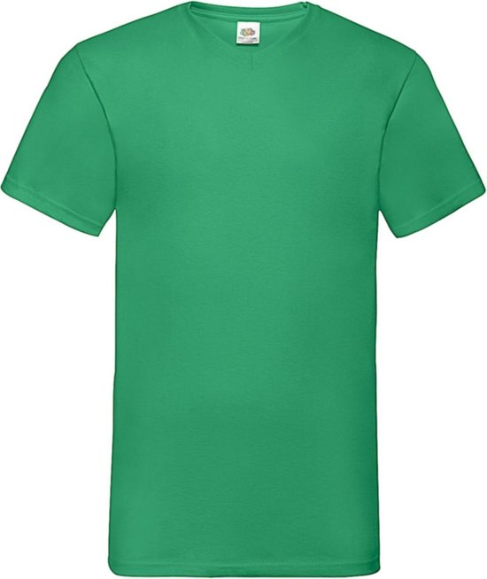 5 Pack Kelly Green Shirts Fruit of the Loom V-hals Maat XL