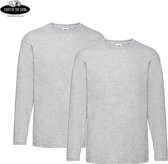 2 Pack Fruit of the Loom Value Weight Longsleeve T-shirt Heather Grey Maat S