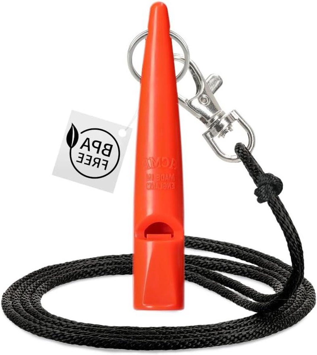 Gratis fluitband bij hondenfluitje nr. 2115 - luid en verreikend (DG oranje)