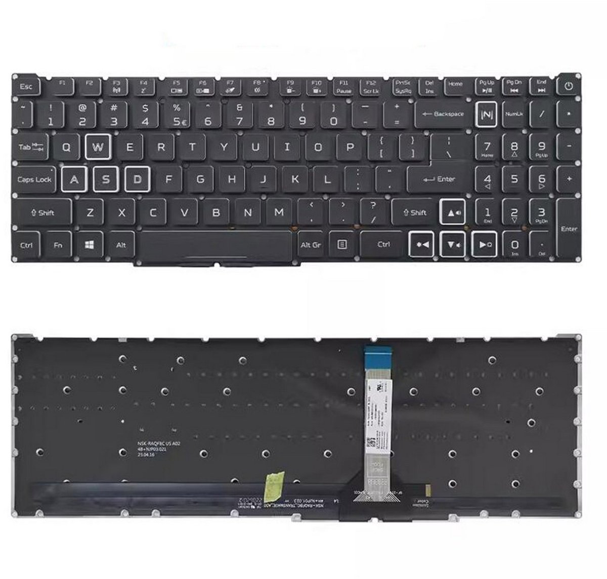 Notebook keyboard for Acer Nitro AN515-56 AN515-57 with full colour backlit