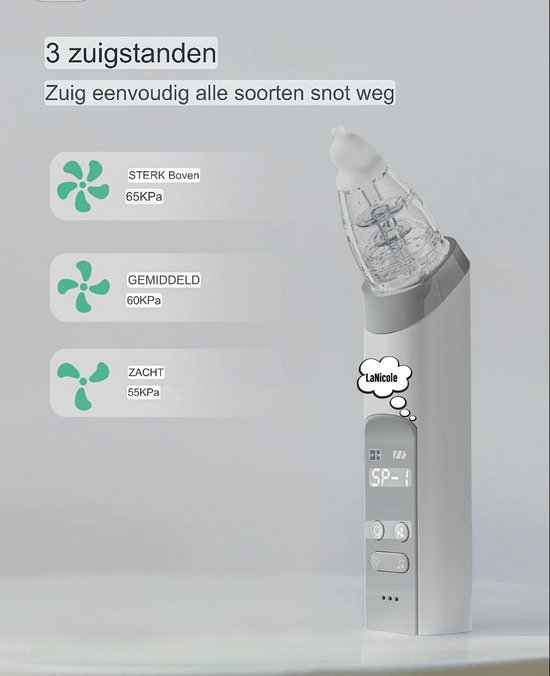 Neusreininger Baby - Elektrische Neuszuiger - Neus Aspirator met USB - Snotverwijderaar - Snoetenpoetser Peuter van Zoppa — afbeelding 4