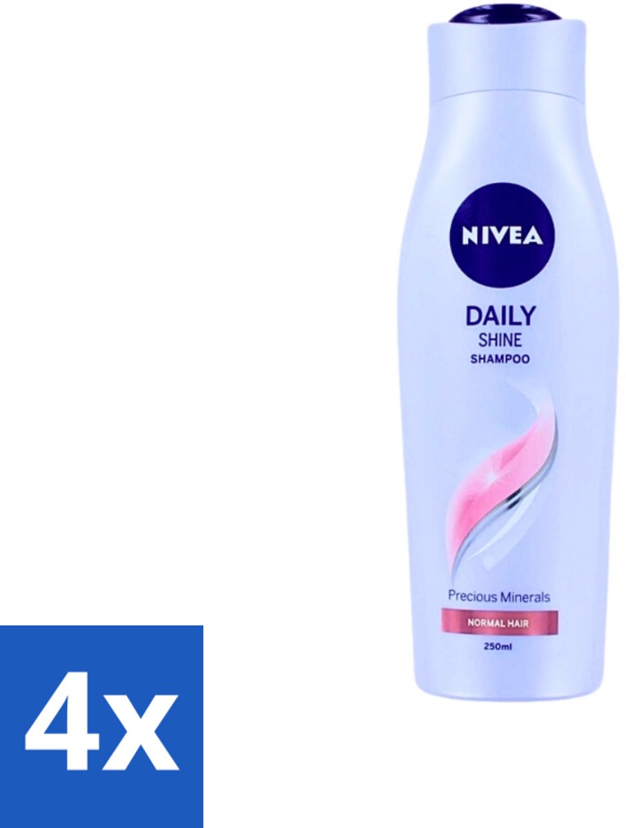 Nivea - Shampoo - Daily Shine - Kostbare Mineralen - 250 ml - Voordeelverpakking - 4 stuks