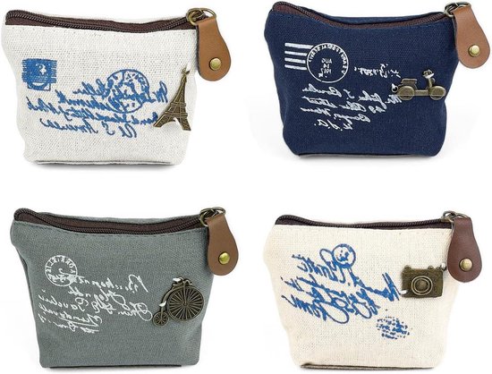 AfitLulu Kleine damesportemonnee van kunstleer, met sleutelhanger en 2-laags vak met ritssluiting, mini-portemonnee voor munten, sleutels, lippenstift, lila, Mini