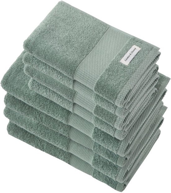 L&G - Badhanddoeken Set - 8 delig - 4 Handdoeken 50x100 cm & 4 Badhanddoeken 70x140 cm - 100% Katoen - Badhanddoeken Groen - Towel - Handdoek Groen - Vintage green