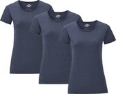Senvi Dames t-shirt ronde hals 3-pack - Blauw Mêlee - Maat M