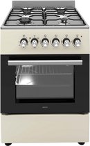 Wiggo - WO-E603R(CX) - Vrijstaand - Gasfornuis - Serie 3 - 60 cm - 66 Liter - 4 pitten - Energieklasse A - 5 jaar garantie - Creme Rvs