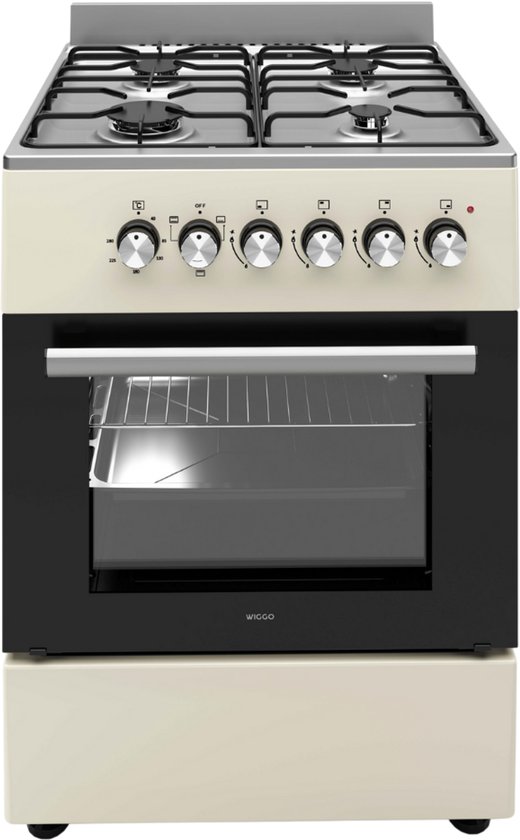 Wiggo WO-E603R(CX) - Serie 3 - 60 cm - Gasfornuis - Creme Rvs