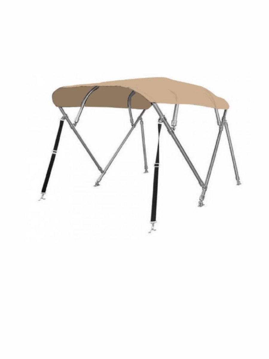BREG Biminitop | RVS 4-boogs | Breedte 215 <> 228 cm - Hoogte 117 cm - Beige doek