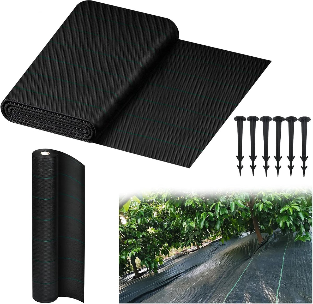 Aufun Onkruidvlies - 2 x 10 m - waterdoorlatend - met UV-bescherming - voor in de tuin