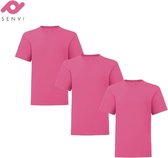 Senvi Kids 3 Pack T-Shirt Ronde Hals Maat: 104 - Kleur: Roze