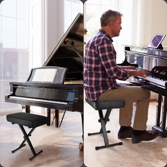 Donner Thicken Piano Kruk Toetsenbord Bench Verstelbare, hoge dichtheid Sponzen Antislip Ontwerp X-Style Bank, Zwart Donner Thicken Piano Kruk Toetsenbord Bench Verstelbare, hoge dichtheid Sponzen Antislip Ontwerp X-Style Bank, Zwart