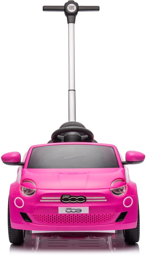 Voiture à Pousser Enfant FIAT 500 Rose - Porteur 18 Mois Avec Ceinture Et Portes Ouvrantes