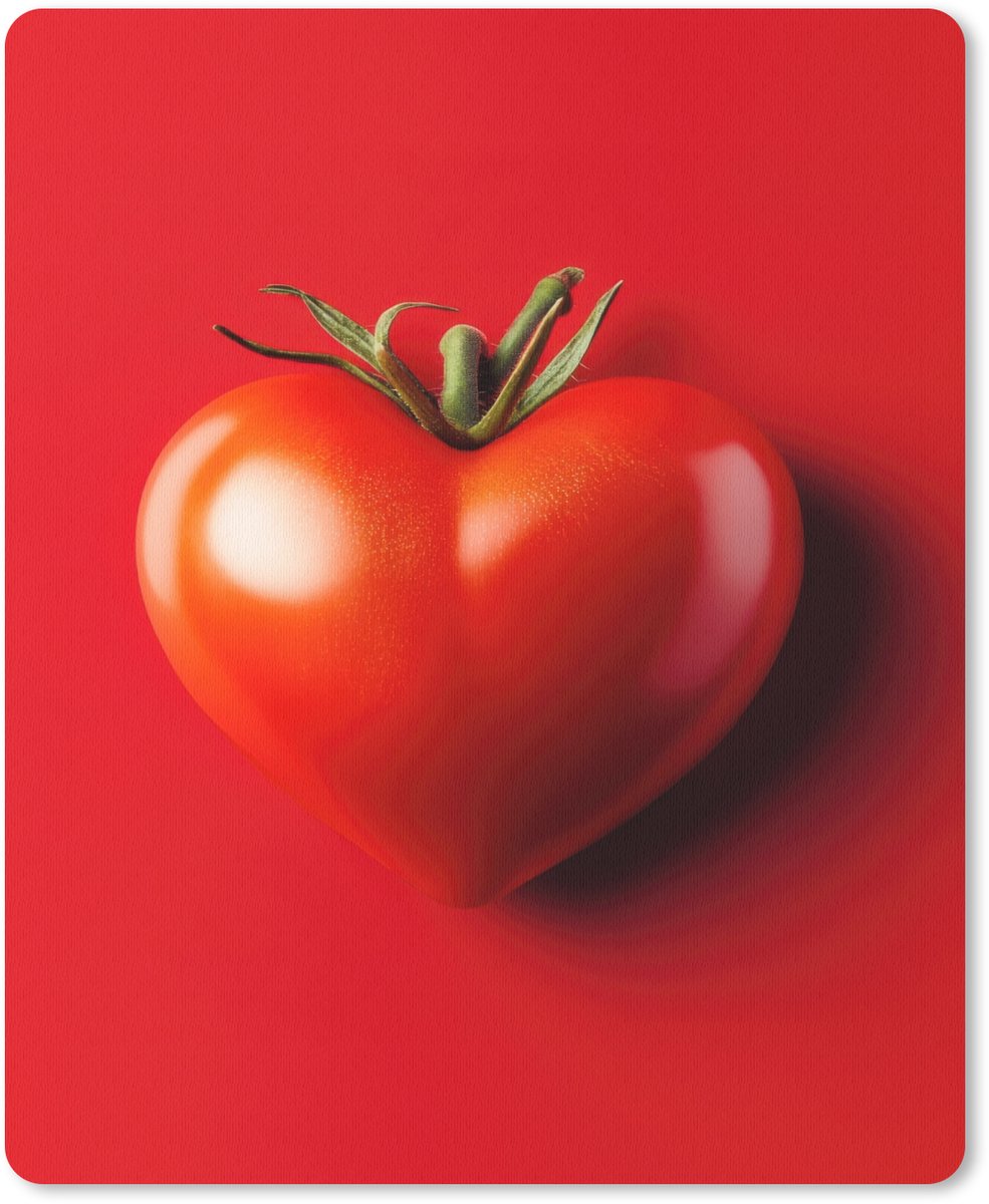 Muismat 19x23 cm - Mousepad Tomaat - Rood - Hart - Muismatten