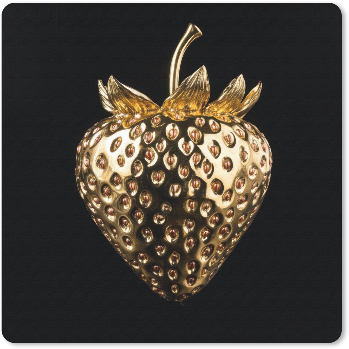Muismat 30x30 cm - Mousepad Aardbei - Goud - Zwart - Chrome - Muismatten