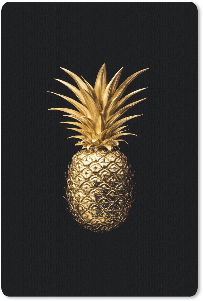 Muismat 18x27 cm - Mousepad Ananas - Zwart - Goud - Luxe - Muismatten