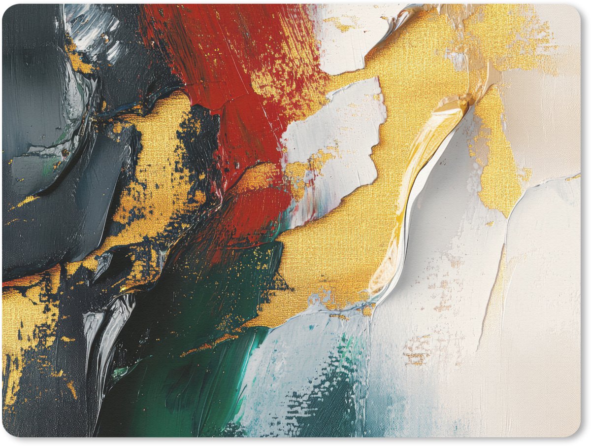 Muismat 23x19 cm - Mousepad Modern - Kerst - Abstract - Goud - Muismatten