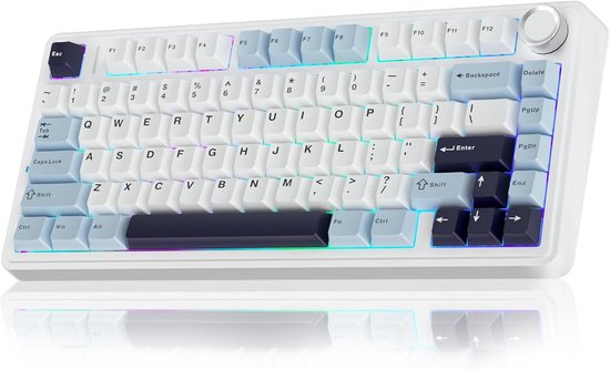 EPOMAKER x AULA F75 - Licht Blauw - Mechanisch Draadloos Toetsenbord - RGB - 75% - Qwerty - Gaming Keyboard - leobog reaper switch