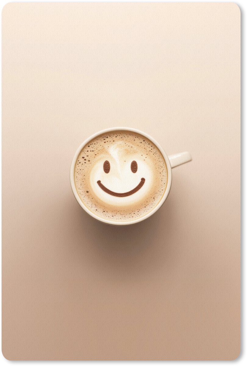 Muismat 18x27 cm - Mousepad Koffie - Melkschuim - Lach - Beige - Muismatten