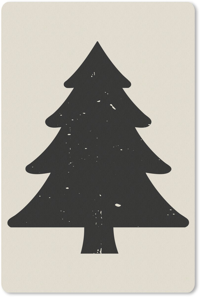 Muismat 18x27 cm - Mousepad Kerstboom - Zwarte kerstboom - Boom - Japandi - Muismatten