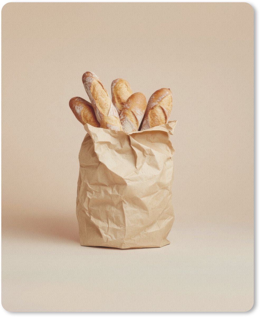 Muismat 19x23 cm - Mousepad Baguette - Brood - Stokbrood - Beige - Muismatten