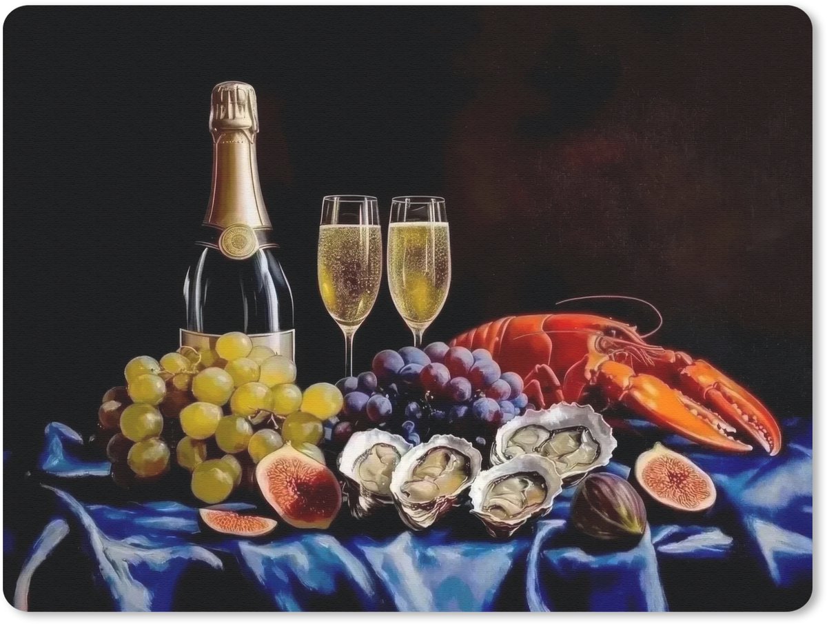 Muismat 23x19 cm - Mousepad Champagne - Luxe - Oesters - Muismatten