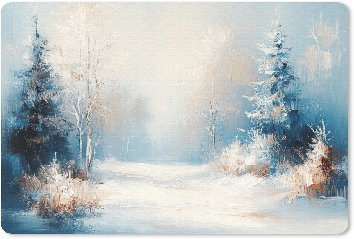 Muismat 27x18 cm - Mousepad Bos - Winter - Natuur - Abstract - Sneeuw - Muismatten