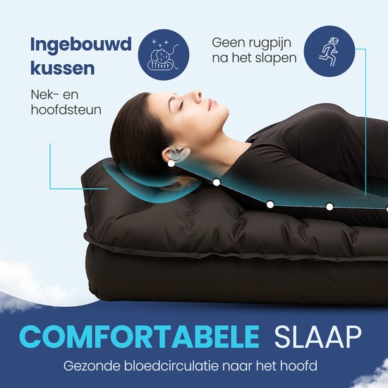 FLOAT Nomadic - 2 Persoons slaapmatje met voetpomp - Stevig en licht luchtbed voor de camping - 200x140x12 cm luchtmatras - Zelfopblazende slaapmat - Zwart van Merkloos — afbeelding 4