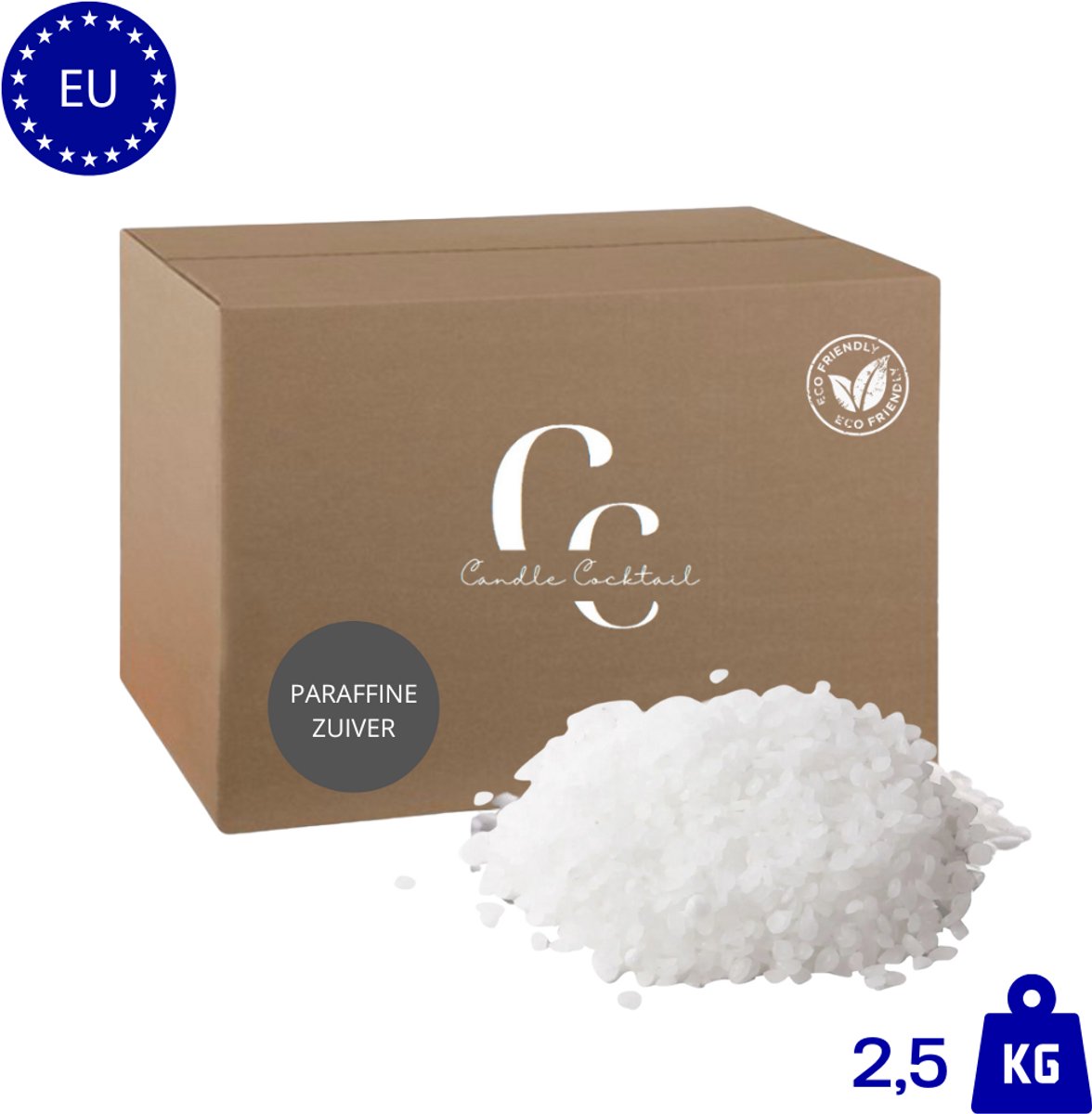 Candle Cocktail® Kwalitatieve Zuivere Paraffine | 2,5 KG | Kaarsenwas | Smeltpunt 56–58°C | Gietwas | Voor Kaarsen Maken | Schoon Brandend | Snelle Stolling | Harde Kaarsen | Waxmelts | Paraffinewas