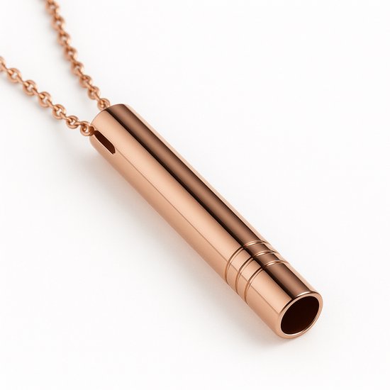 Cruva - Ademhalingsketting Rosé Goud- Hyperventilatie Hulpmiddel - Ademketting - Stoppen met roken - Ademtrainer - Ademhalingstrainer - Anti Hyperventilatie ketting - Rustig ademen - Ademketting - Tegen Stress en Paniek