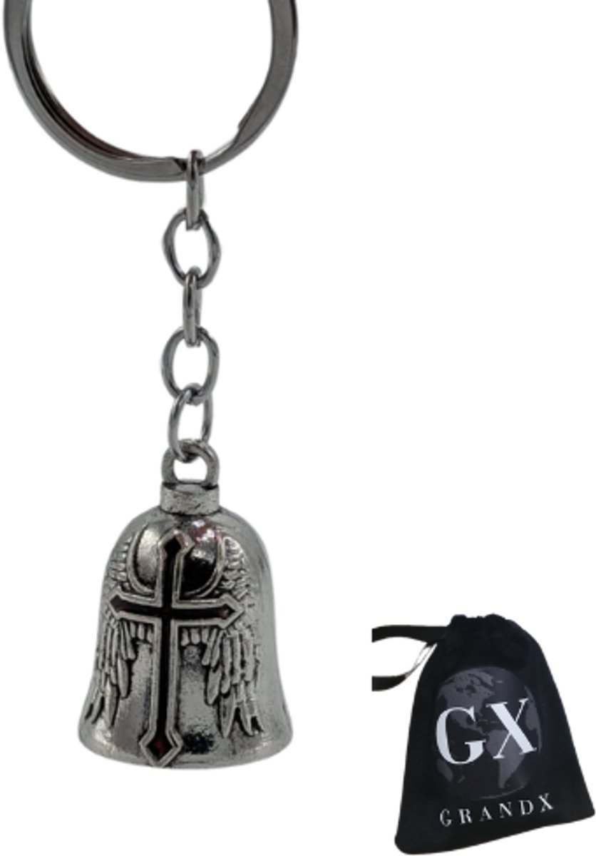 Grand X - Guardian Bell - Faith - Zilver - Gremlin Bell - Sleutelhanger - Motor Sleutelhanger - Geluksbelletje Motor - Tas Hanger - Geloof