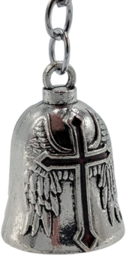 Grand X - Bell Guardian - Faith - Argent - Gremlin Bell - Porte-clés - Porte-clés Moto - Cloche Porte-Bonheur Moto - Pendentif Sac - Foi
