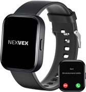 Nexvex® Elite Smartwatch voor Dames en Heren - Sporthorloge met Hartslagmeter - Bloeddrukmeter - Stappenteller - Sport Horloge met Belfunctie - Smart Watch Saturatiemeter - Zaklamp - Bluetooth Activity Tracker - Android/iOS - 2.0 Inch - Zwart