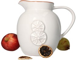 MamboCat Saskia Sangria Kruik nostalgisch I wijnkaraf keramiek I melkkan aardewerk servies citroenen decor sapmok I waterkan vintage I witte karaf mediterrane landhuispot van aardewerk 1,7 l