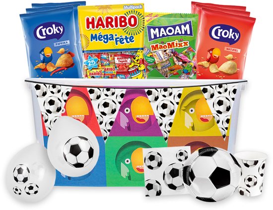 Voetbal partybox communie / verjaardag / feest - chips, snoep & feestartikelen - 2680g